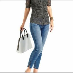 CABI Cropped Skinny Medium Washed Jeans with Ankle Zip size 0
